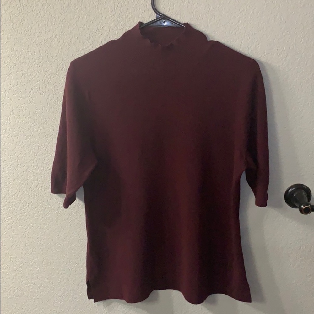 Ann Taylor Short Sleeve Mock Turtle Neck Sweater